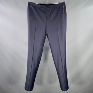 CANALI Size 42 Navy Wool Flat Front Dress Pants
